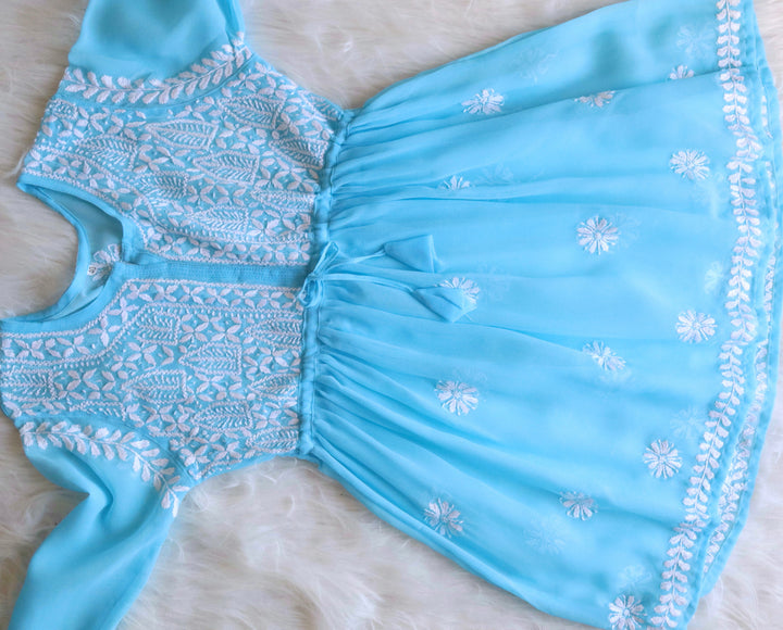 Falak Sky Blue Georgette Short Frock
