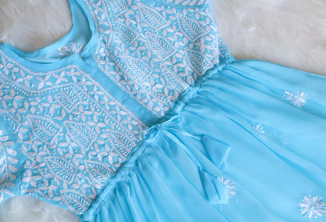 Falak Sky Blue Georgette Short Frock