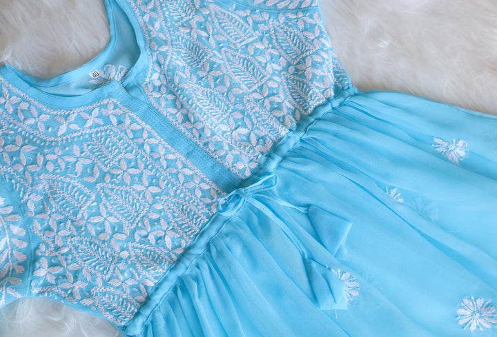 Falak Sky Blue Georgette Short Frock