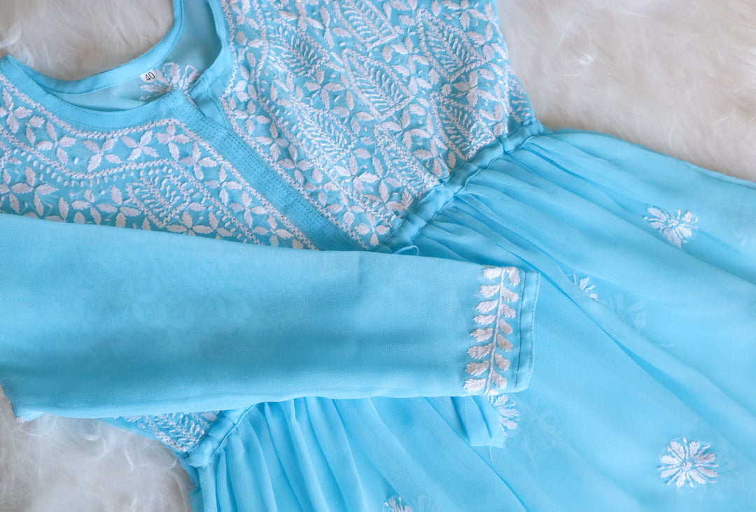 Falak Sky Blue Georgette Short Frock
