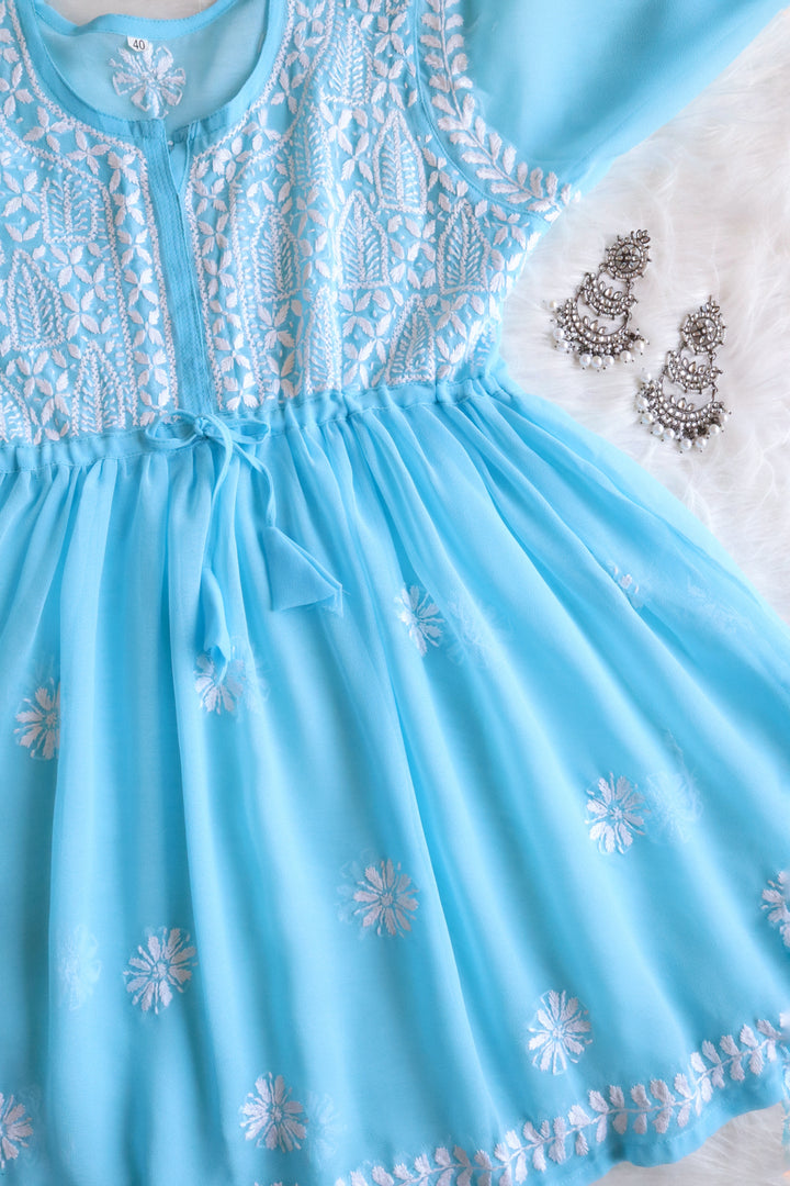 Falak Sky Blue Georgette Short Frock