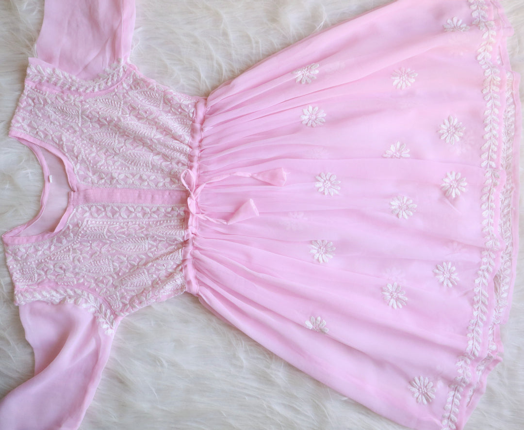 Falak Baby Pink & White Georgette frock