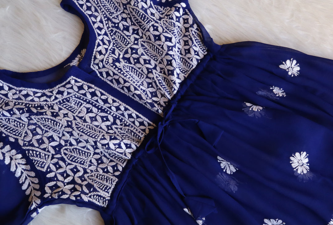 Falak Royal Blue Georgette Short Frock