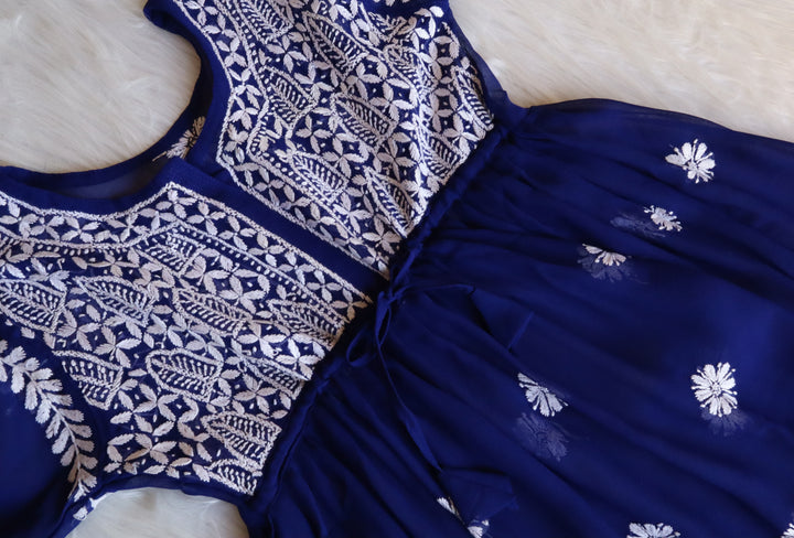 Falak Royal Blue Georgette Short Frock