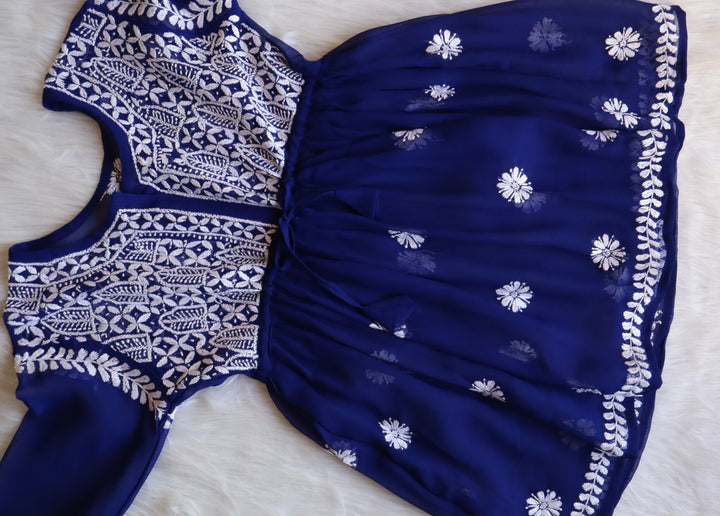 Falak Royal Blue Georgette Short Frock
