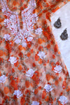 Gul Peach Kota Floral Long kurta