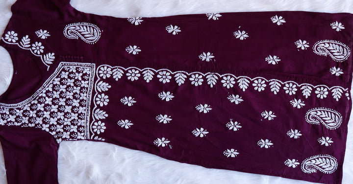 Deep Plum & White Linen Angarakha Kurta
