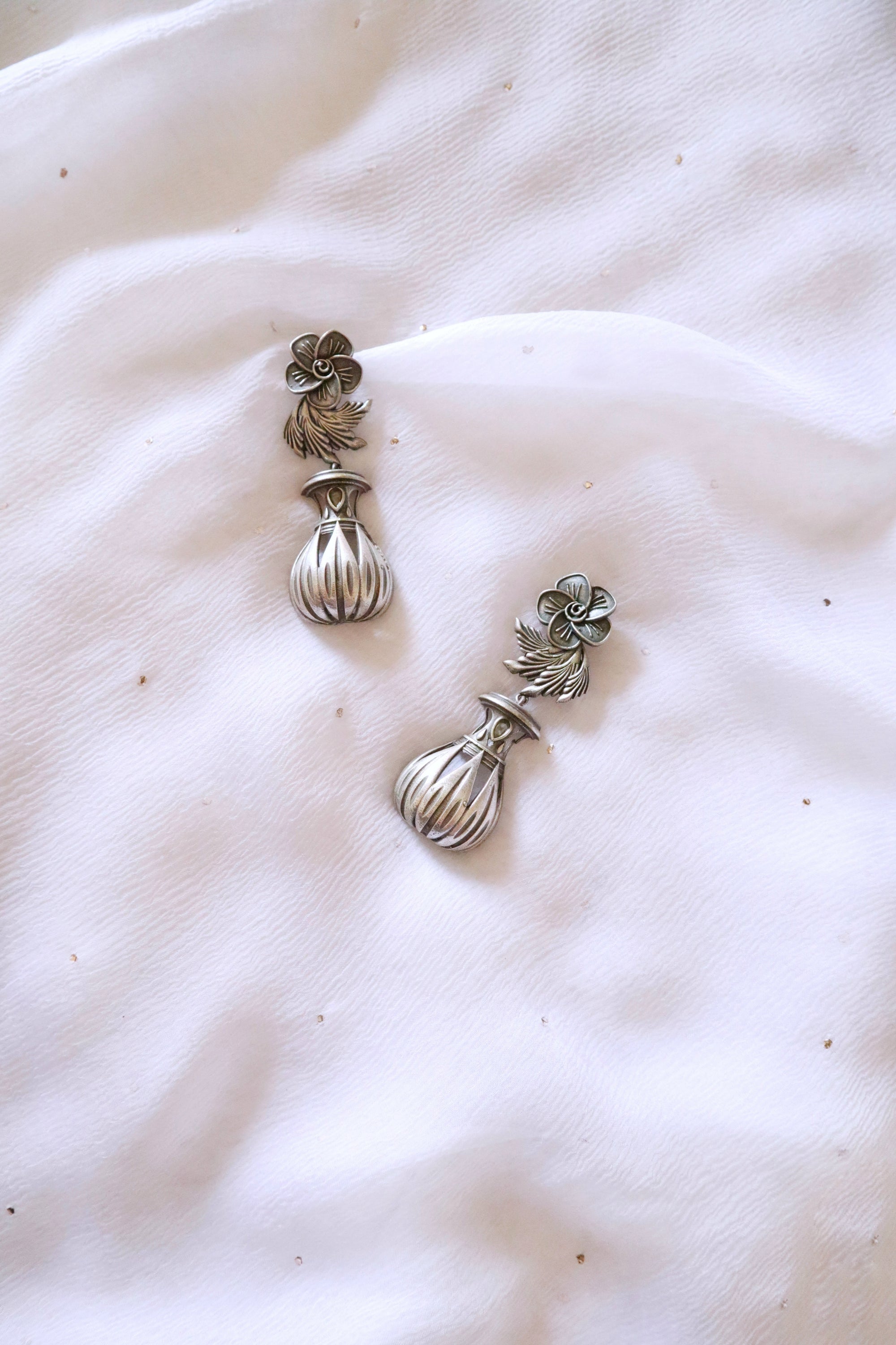 Vase Silver Look-alike earrings