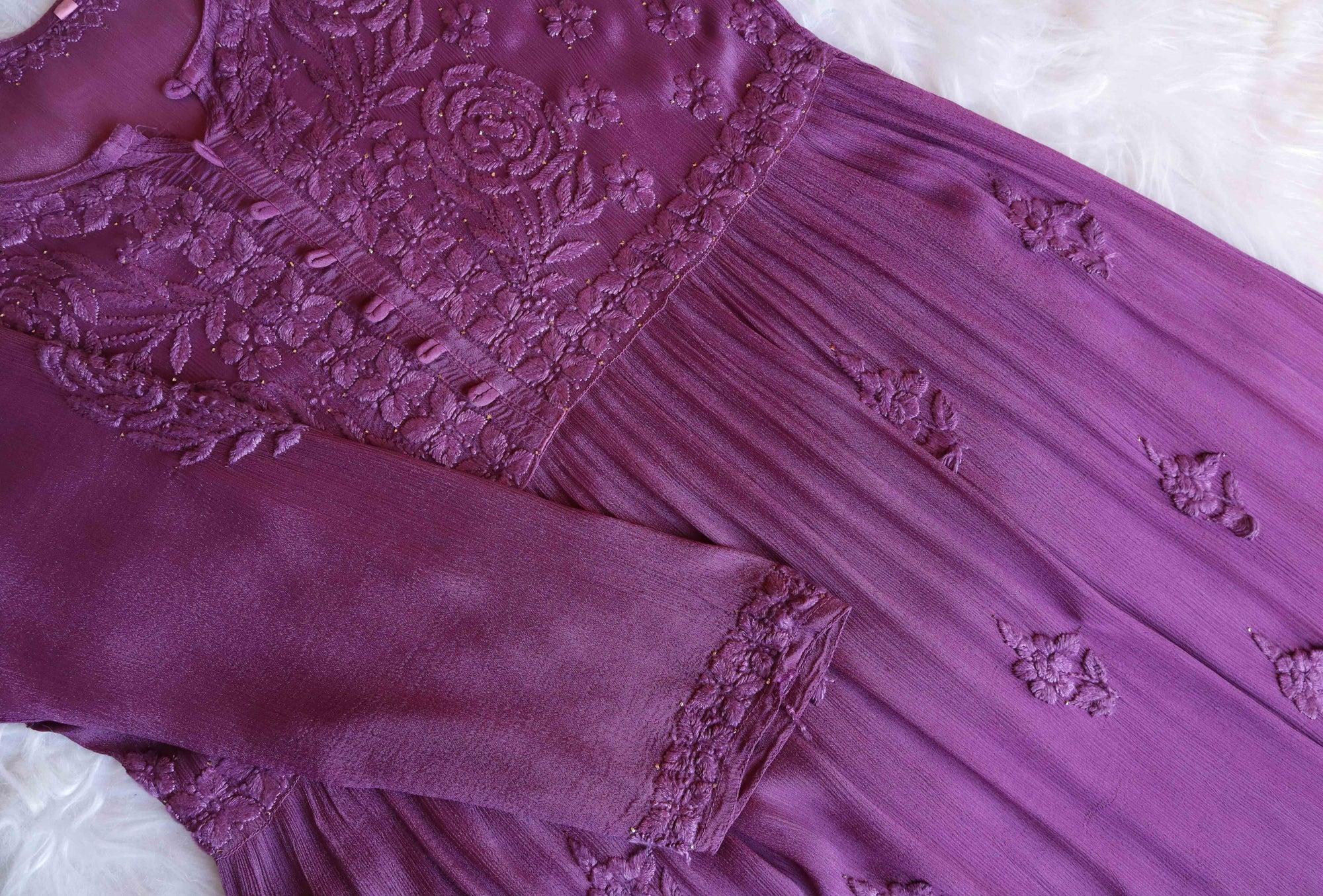 Hoor Deep Purple Pure Chiffon Dress