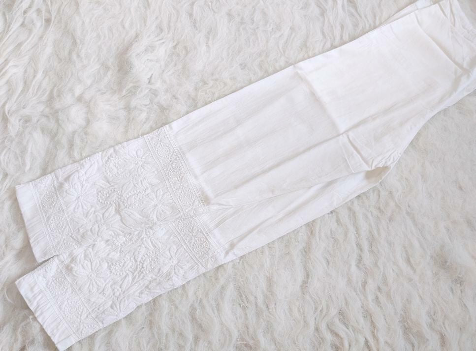 White Chikankari Pant - Noor Chikankari