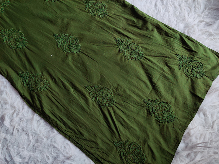 Olive Green Angarakha Kurta - Noor Chikankari