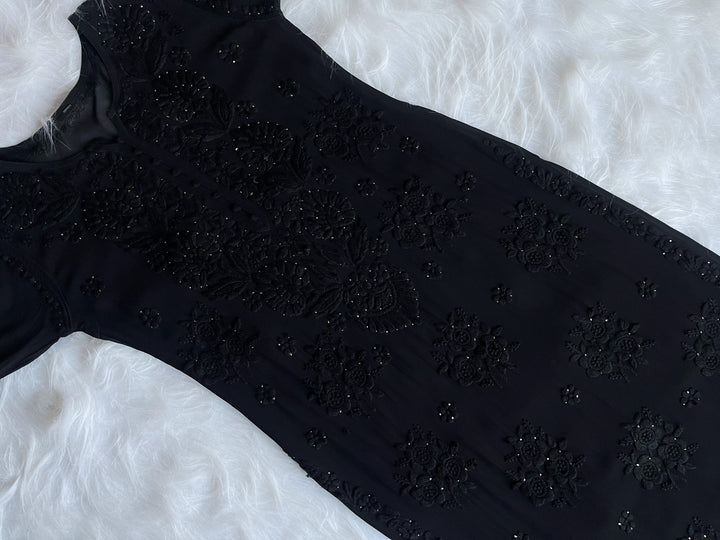 Hoor Black Viscose Georgette Kurta