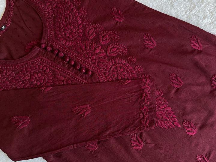 Nazakat Maroon short kurta