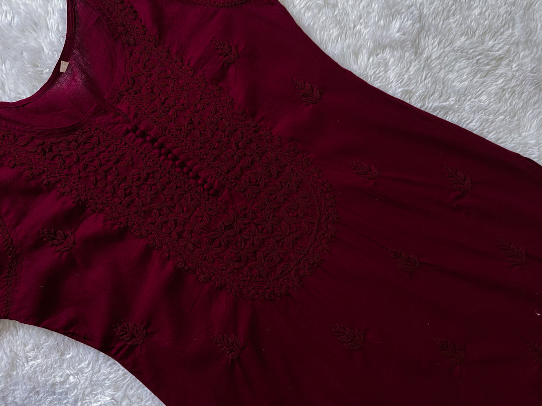 Maroon Long Cotton kurta