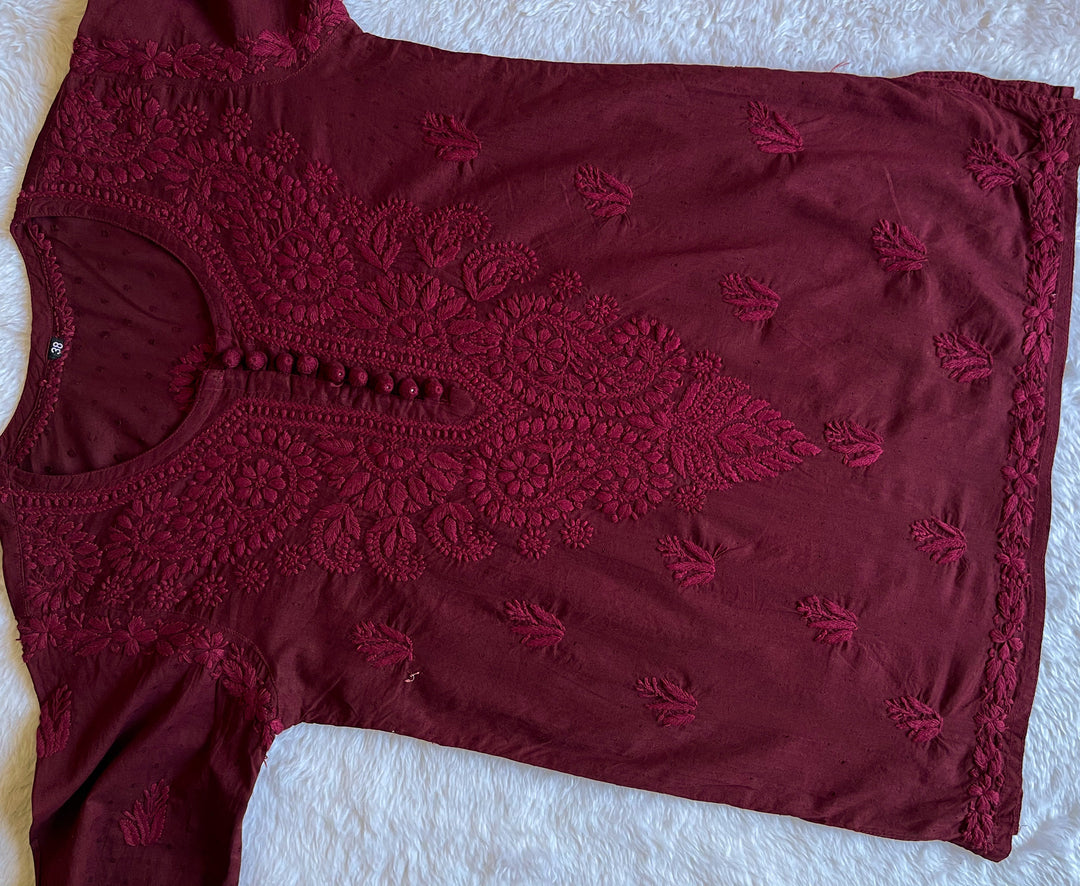 Nazakat Maroon short kurta