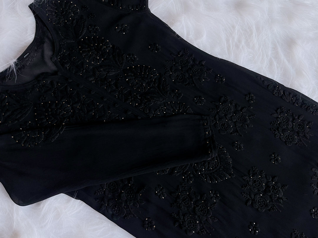 Hoor Black Viscose Georgette Kurta