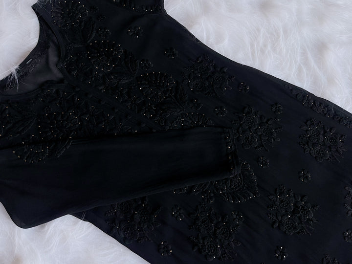 Hoor Black Viscose Georgette Kurta