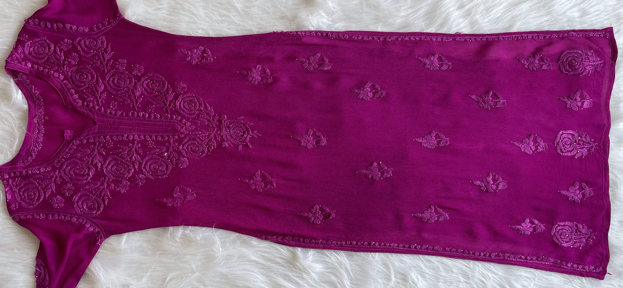 Hoor Deep Purple Pure Chiffon Kurta