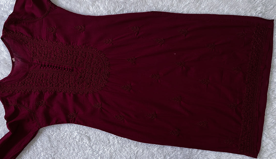 Maroon Long Cotton kurta